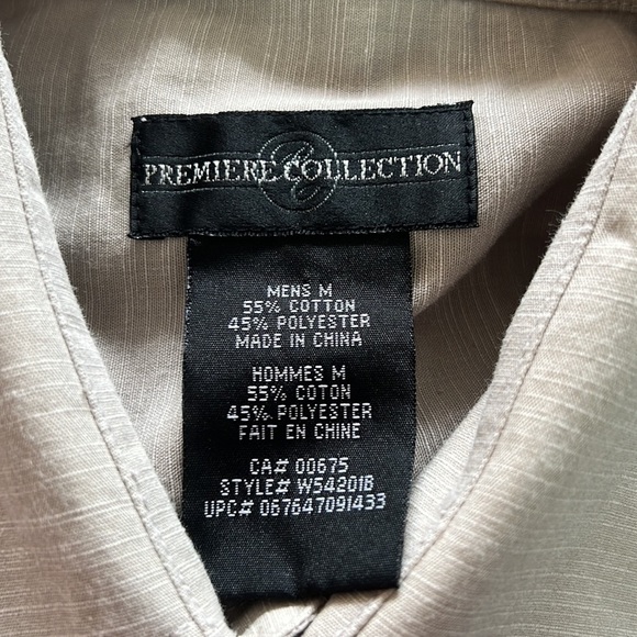 Premiere Collection Light Gray Chambray Short Sleeve Shirt Size M - Picture 7 of 12